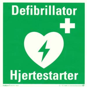 Skilt hjertestarter 200x200 mm